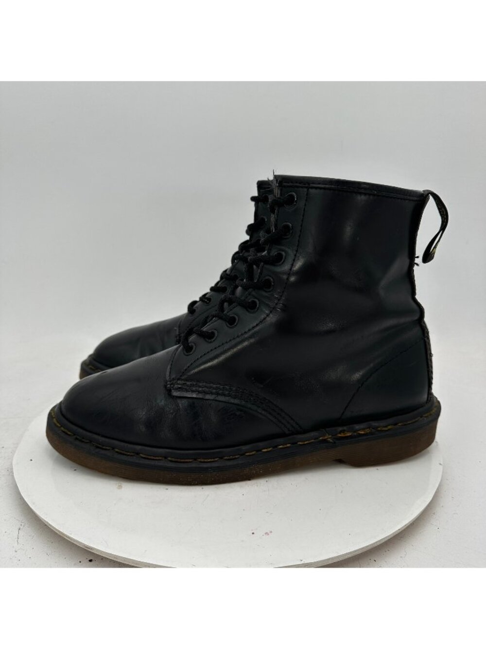 Dr. Martens Women Size 9 Black Shiny Leather 8 Hole Ankle Combat Boot